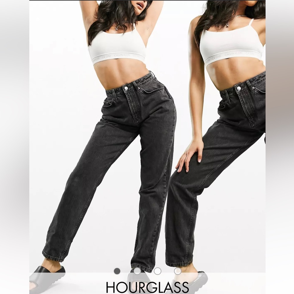 ASOS DESIGN Hourglass high rise 'slouchy' mom jeans in washed black size 26/32